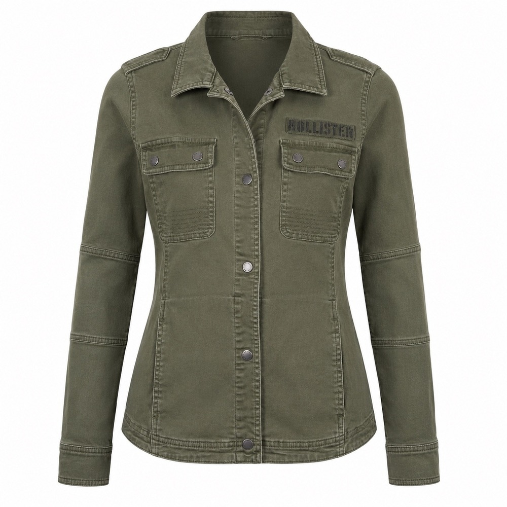 Hollister Utility Military Field Jacket Small Women Olive Green gorpcore shacket